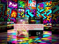سفارش سفارشی پذیرفته می شود Holographic Shiny Spot UV Foil Laser Card Paper Box نقره ای با پرتو طلا